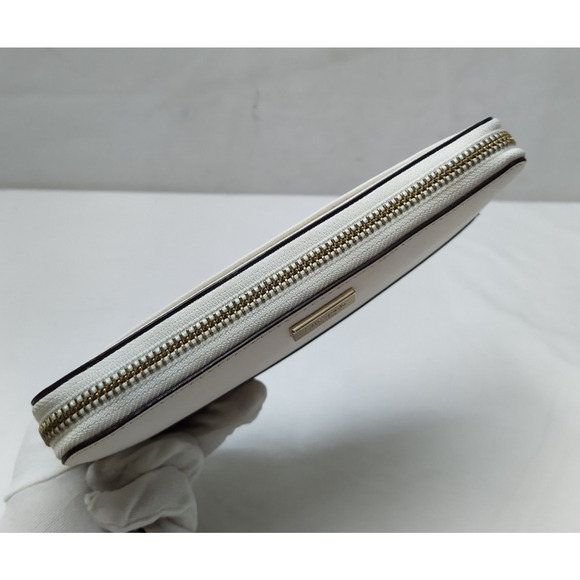 Kate Spade New York Colorblock Ivory Beige Leather Zip Around Credit Card Wallet - Picture 8 of 16